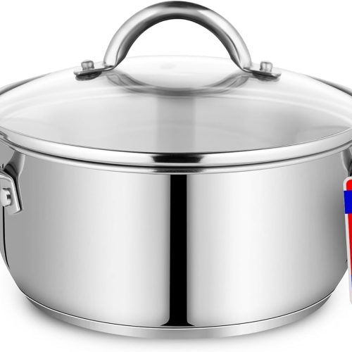 Bakken-Swiss Deluxe Stainless Steel Stockpot w/ Tempered Glass See-Through Lid - Simmering Delicious Soups Stews & Induction Cooking - Exceptional Heat Distribution - Heavy-Duty & Food-Grade