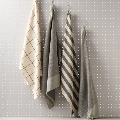 Kitchen Towels, Set of 4 - Cotton Flat & Waffle Weave Set