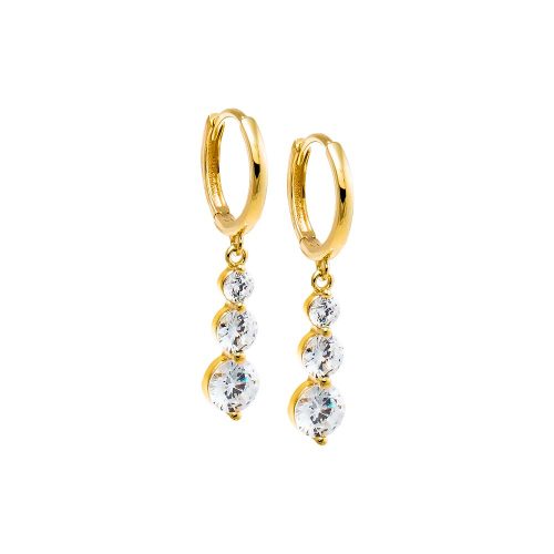 CZ Graduated Dangling Drop Huggie Earring