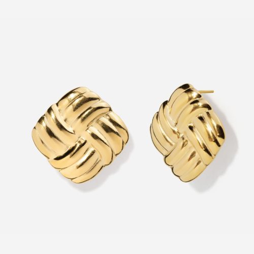 Striped Square Stud Earrings