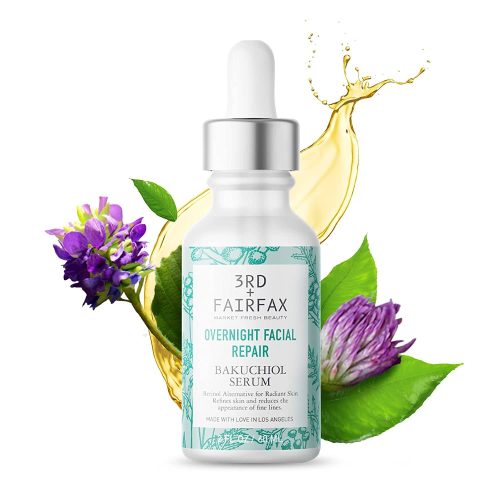 Bakuchiol Overnight Facial Repair Serum by 3rd + Fairfax Beauty, 2oz