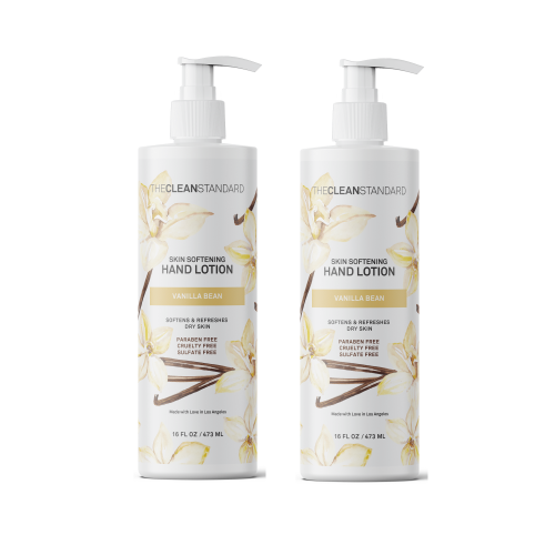 Moisturizing Hand Lotion for Dry Skin and Moisturizer with Shea Butter, Vanilla Extract | Hydrating Non Greasy Hand Cream for Women and Men by THE CLEAN STANDARD | 2 Bottle Set x 16 fl oz with Lotion Pump