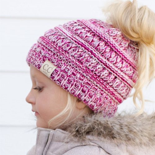 CC Kids Youth Toddler to Adult Multi-Toned Ponytail Beanie
