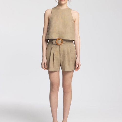 Reve Dark Beige Linen Short