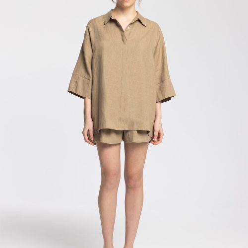 Iyan Dark Beige Linen Shirt