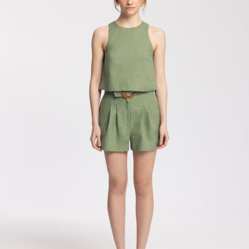 Lena Green Linen Top