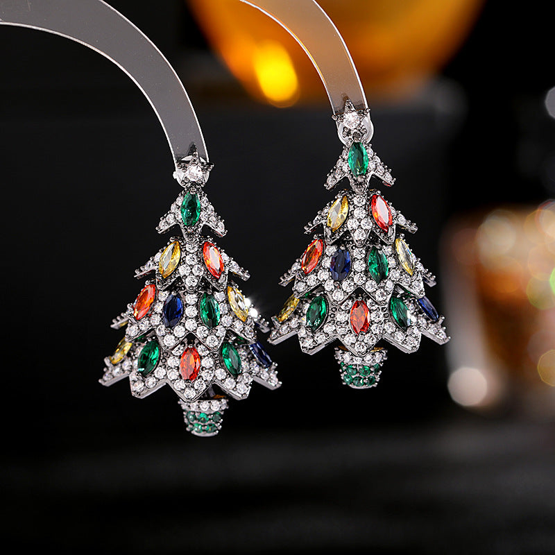 Grand Palace Style Vintage Christmas Tree Earrings