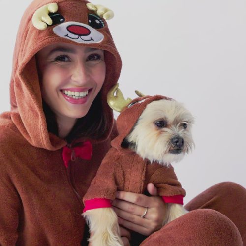 🦌 Matching Human Reindeer Onesie – Cozy Holiday Pajamas with Festive Appliqué