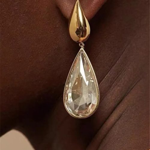 Asymmetric Crystal Pendant Earrings European And American Style Personality, Fashion Water Drops Stud Earrings Women Jewelry