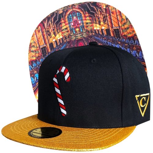 Holiday Feast Snapback - Black/Gold Glitter