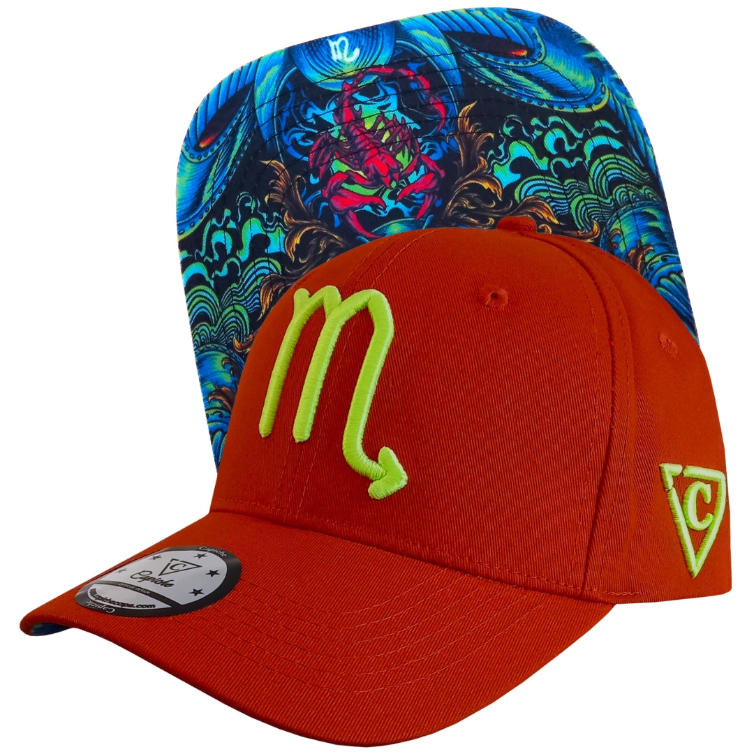 Zodiac Scorpio Curved Cap - COLOR-CHANGING Red/Orange