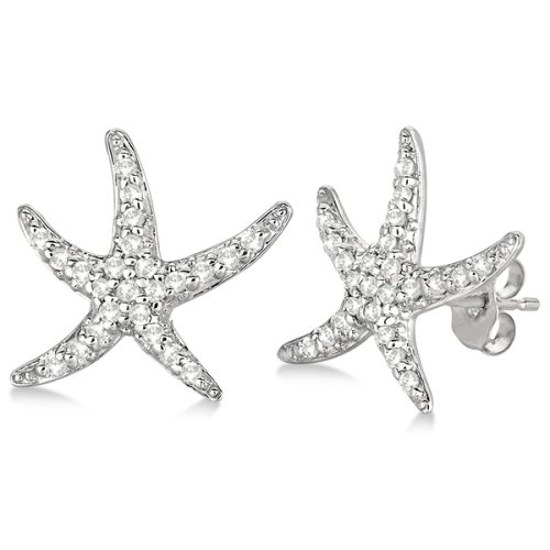Lab Grown Diamond Starfish Earrings 14k White Gold (0.50ct)