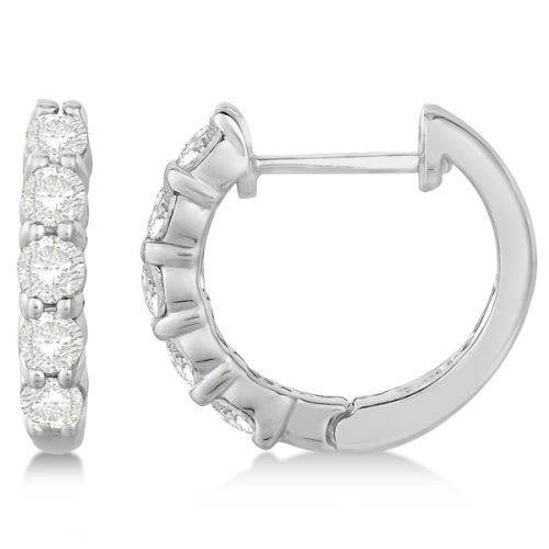 Hinged Hoop Lab Grown Diamond Huggie Style Earrings 14k White Gold (0.75ct)