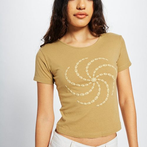 Peace Spiral Puff Print Crop Top