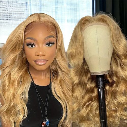 100% Human Hair Deep Wavy Wig Golden 36”