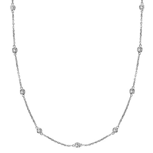 Lab Grown Diamonds By The Yard Station Necklace 14k White Gold (0.50 ctw)
