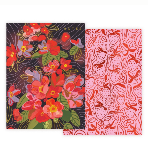 Night Flowers and Strawberries Notebook Set