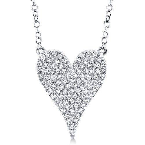 Diamond Pave Heart Pendant Necklace 14k White Gold (0.21ct)