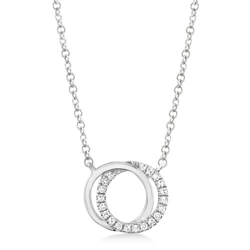 Diamond Accented Love Knot Pendant Necklace 14k White Gold (0.07ct)