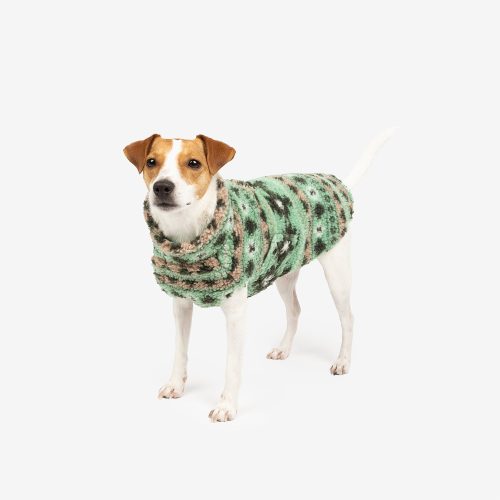 Nell Aztec Sherpa Reversible Sage Dog Jacket – Cozy, Stylish Adjustable Jacket for Dogs