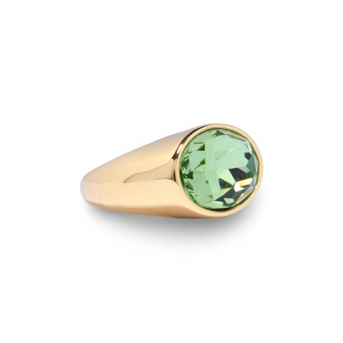 Gold Green Bezel Oval Gold Stone Ring