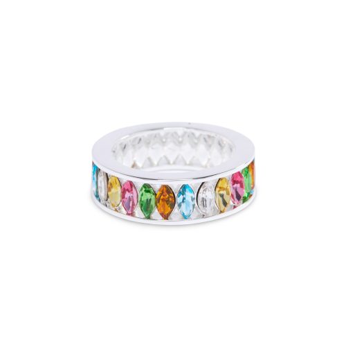 Silver Rainbow Marquis Multi Stone Ring