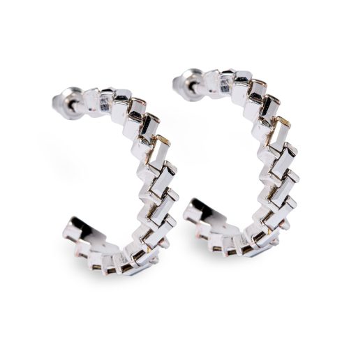 Silver Medium ZigZag Hoop Earring