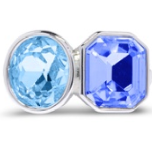 Silver Aqua/Blue Two Stone Ring