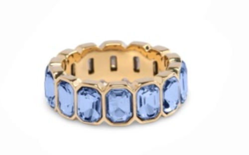Gold Blue Chunky Bezel Ring