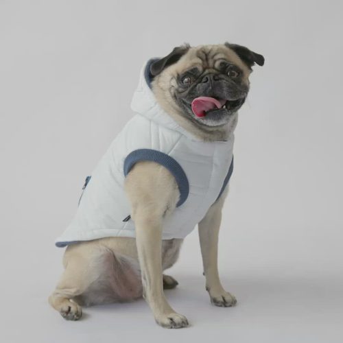 ❄️ Noah Dog Jacket – Quilted Water-Resistant Winter Coat with Harness Access (White)