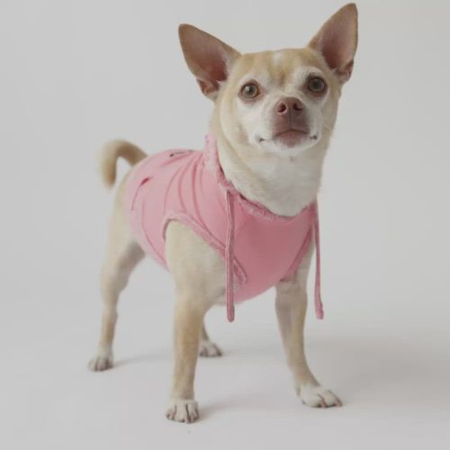 🎀 Urban Fit Dog Hoodie – Pink Sleeveless Athletic Hoodie with Kangaroo Pocket