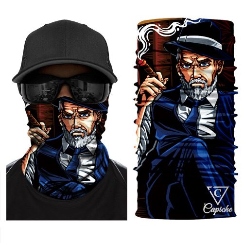 Cigar Biker Mask - Dark Blue/Brown