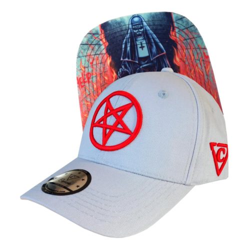 Cursed Nun Curved Baseball Cap - Light Grey
