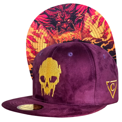 Demon Snapback - Purple Suede & Golden Thread