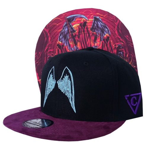 Angels of Death Snapback - Black/Purple Suede