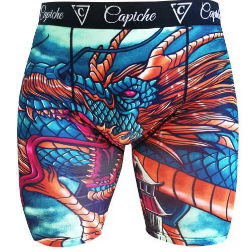 Chinese Dragon Long Mens Underwear - Green