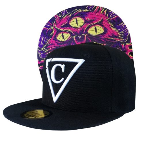 Purple Monster Cat Snapback - Black