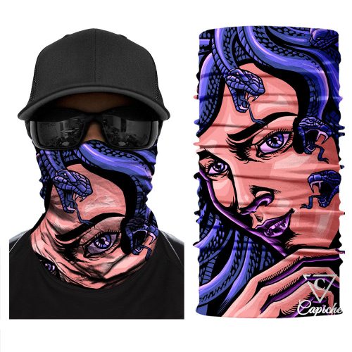 Medusa Biker Mask - Purple/Beige
