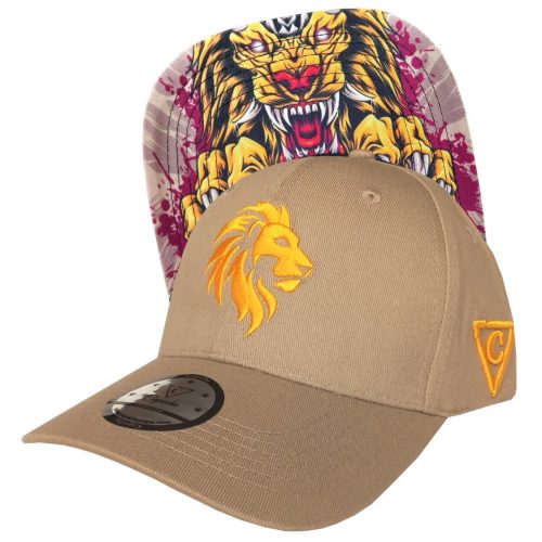 Lion Curved Baseball Cap - Beige