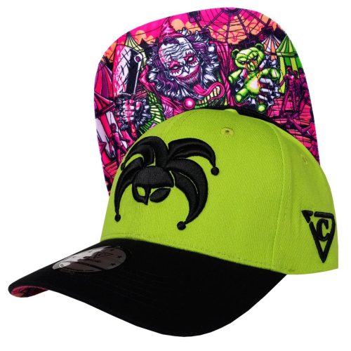 Carnival Clown Curved Baseball Cap - Neon Green