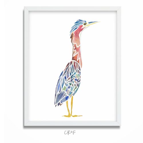 Heron Art Print - Green Heron Painting
