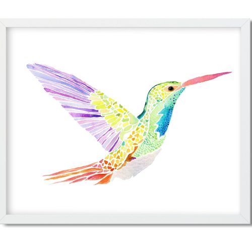 Hummingbird Art Print, rainbow