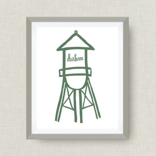 Durham Art Print - Durham, NC hand drawn, hand lettered, Option of Real Gold Foil