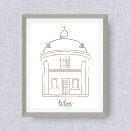 Tulsa, blue dome, Tulsey Town, tornado, driller, option of Gold Foil Print