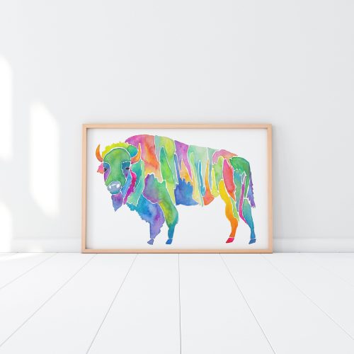 Bison Watercolor Art Print