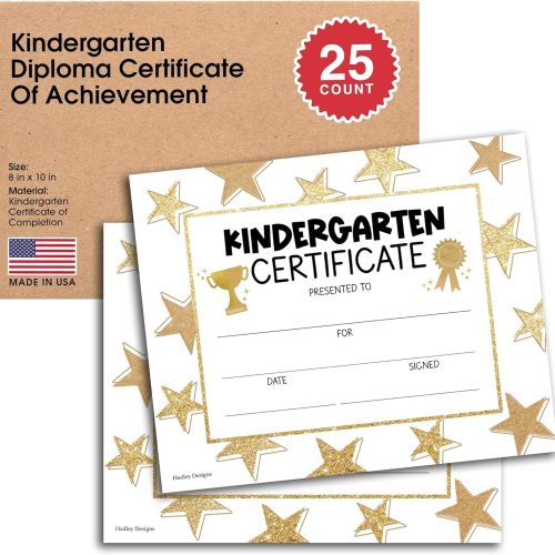 Kindergarten Certificate of Achievement | Set of 25 | Trophies & Awards