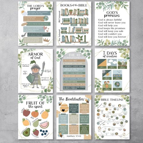 Bible Posters | Set of 9 | Sunday School Posters