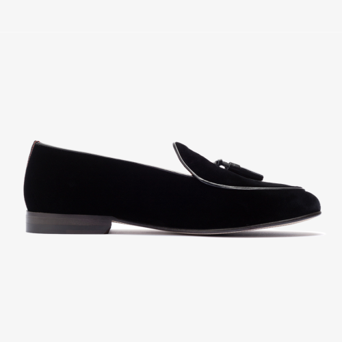 Men's Black Velvet Tassel Loafer