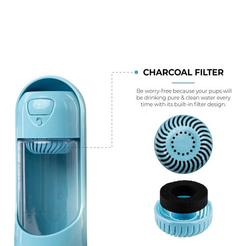 💧 Portable Dog Water Bottle – Leak-Proof, Foldable & Charcoal Filter for Clean Water