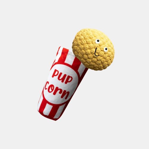 🍿 Pupcorn Dog Toy – 2-in-1 Plush Squeaky & Crinkle Toy for Movie Nights